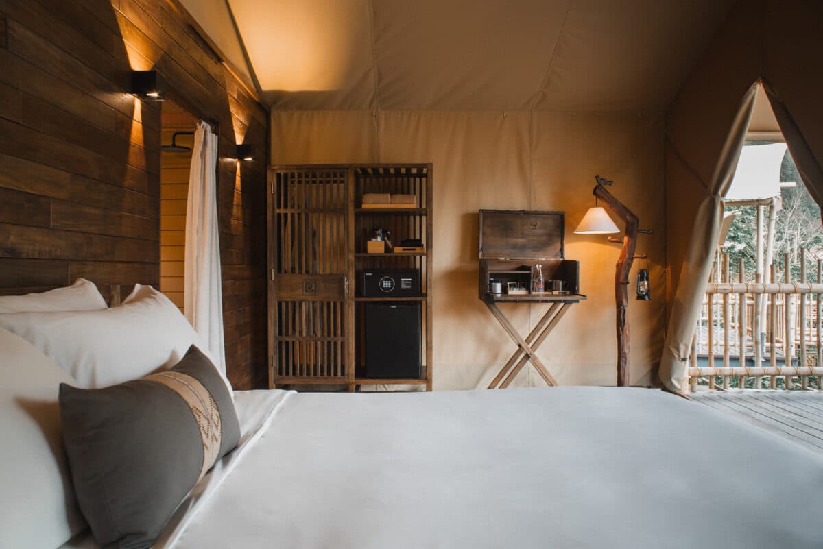Bedroom in tented lodge