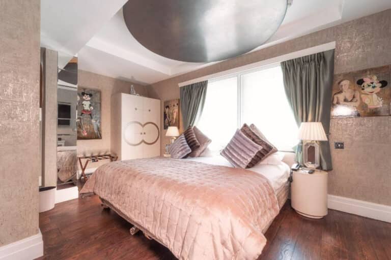 Bed with silk sheets