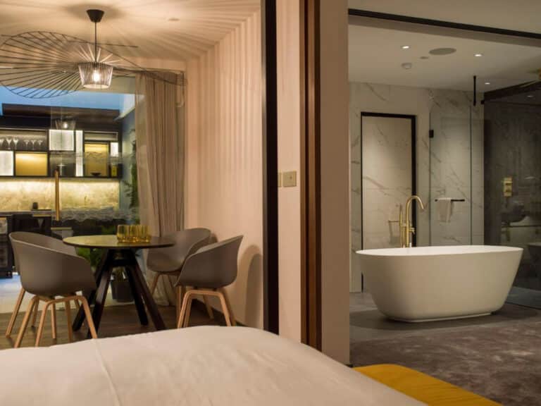 Bed and in-room bath